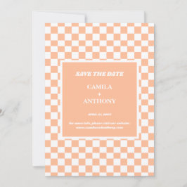 Reserve A Data Peach Fuzz White Checkered Gingham Patterno