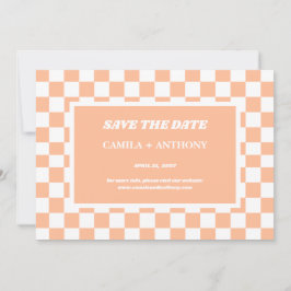 Reserve A Data Peach Fuzz White Checkered Gingham Patterno