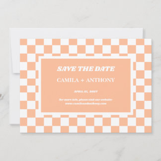 Reserve A Data Peach Fuzz White Checkered Gingham Patterno