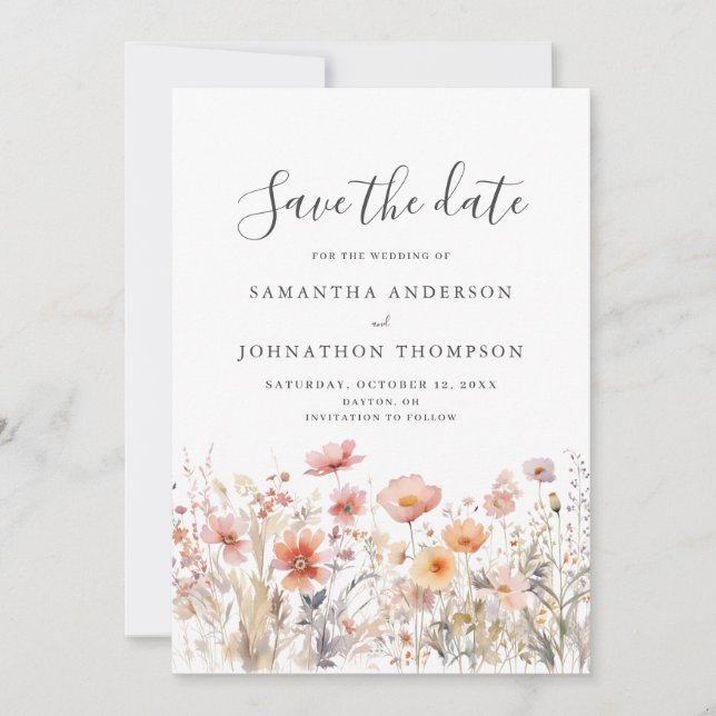 Reserve A Data Peach Wildflower Watercolor Floral Flat (Frente)