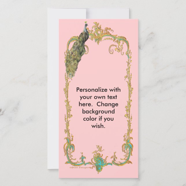 Reserve A Data Peacock com o Quadro Dourado "Salvar a Data" Card (Frente)