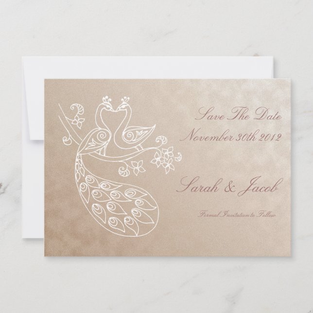 Reserve A Data Peacock Save-The-Date, estilo Alpana (Frente)