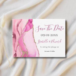 Reserve A Data Pedra de Ágata Rosa Glamourosa com Brilho Dourado