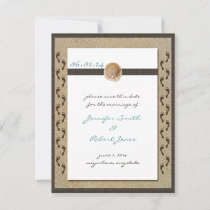 Reserve A Data Pegadas na areia Salvar a Data