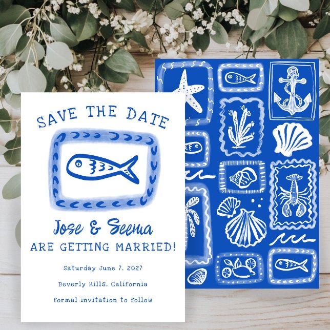 Reserve A Data Peixe Bonito Desenhado À Mão De Uma Baqueira Doce (Cute Fish Hand Drawn Sweet Beachy Custom WEDDING Engagement Save The Date
)