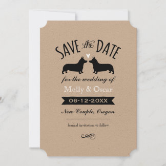 Reserve A Data Pembroke Welsh Corgis Casamento Salvar a Data