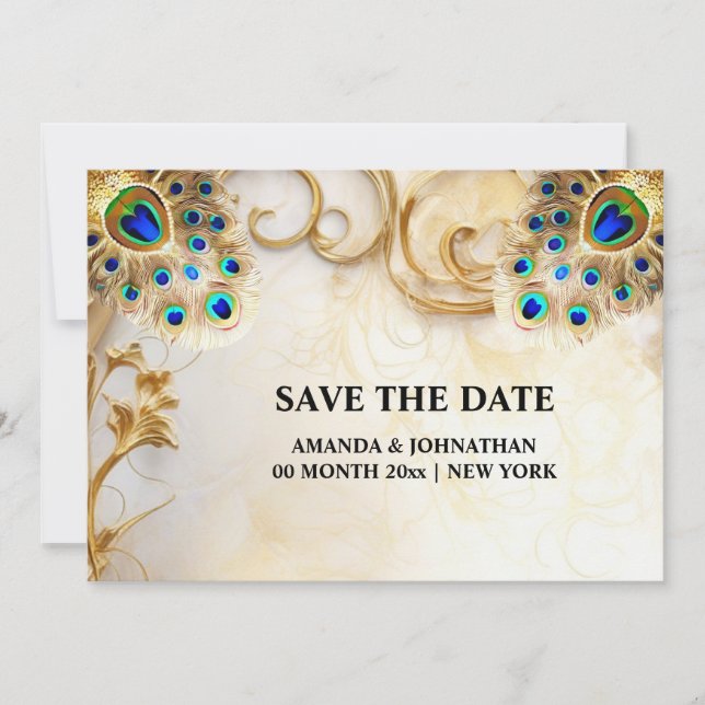 Reserve A Data Penas de pavão, plumagem de aves de natureza luxuo (Frente)