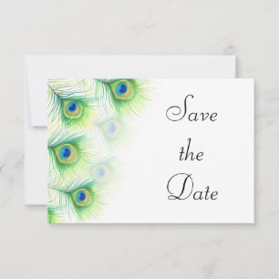 Reserve A Data Penas de Pavão Verde Casamento Save the Date