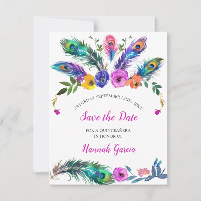 Reserve A Data Penas e flores, Quinceañera White (Frente)