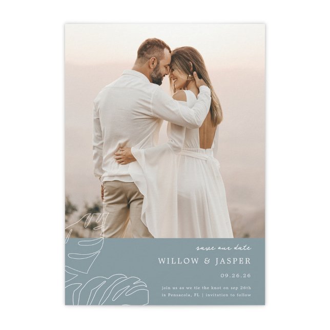Reserve A Data Pensacola Flat Save The Date Card (Pensacola Wedding Save the Date in Dusty Blue)