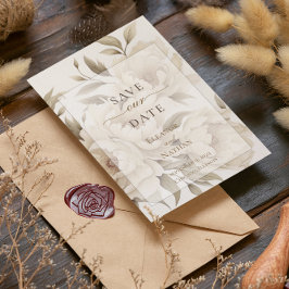 Reserve A Data Peônias Bege Românticas Floral Vintage Casamento d