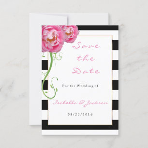 Reserve A Data Peonies Flores em Black and White Stripes