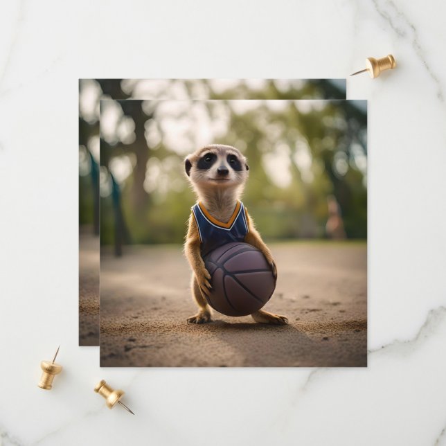 Reserve A Data Pequena Estrela-de-Obra: Bebê Meerkat Segurando Ba (Frente/Verso In Situ)