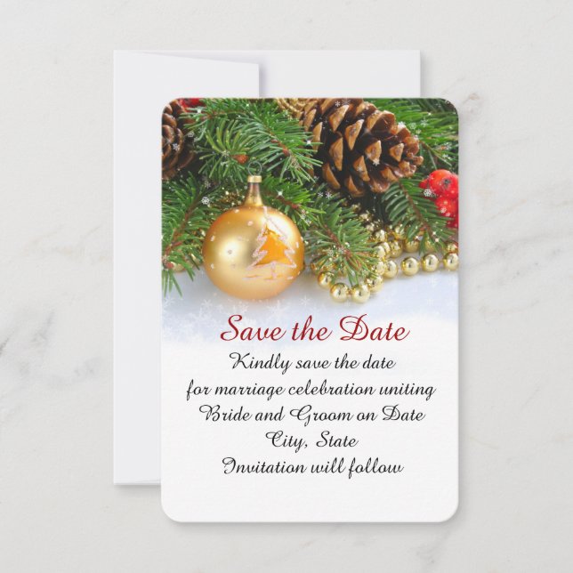 Reserve A Data Pequenas Bolas de Natal Salvem a data (Frente)