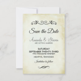 Reserve A Data Pergaminho de Faux Vintage Casamento Simples e Ele
