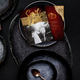 Reserve A Data Pergaminho Vermelho Vintage Orçamento ,Caligrafia 