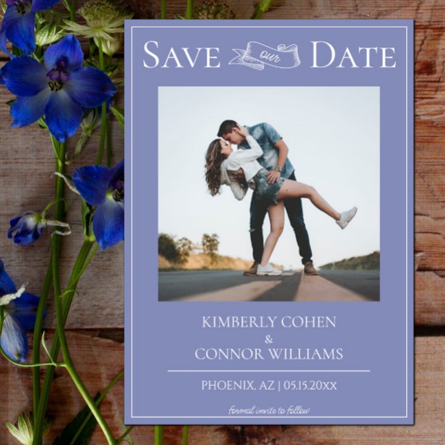 Reserve A Data Periwinkle Modern Photo Save the Date (Periwinkle Modern Photo Save the Date)