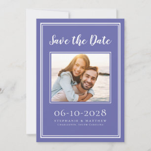 Reserve A Data Periwinkle Wedding Foto Simples Noivado Moderno