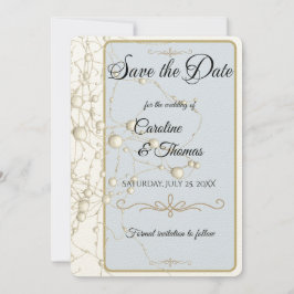 Reserve A Data Pérolas Douradas de Pérola Elegante Casamento Româ