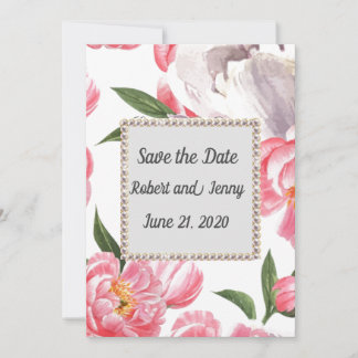 Reserve A Data Pérolas Florais Elegantes Rosa