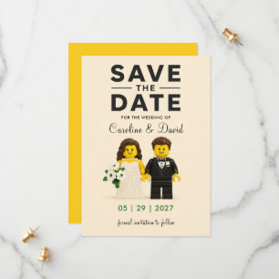 Reserve A Data Personagens de Blocos de Brinquedo Casamento