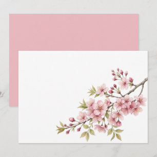 Reserve A Data Personalizado Floral de Cerejeira em Branco
