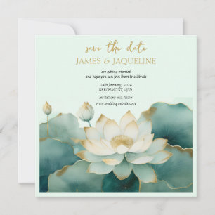 Reserve A Data Personalize Casamento Salve a Data Lótus dourado