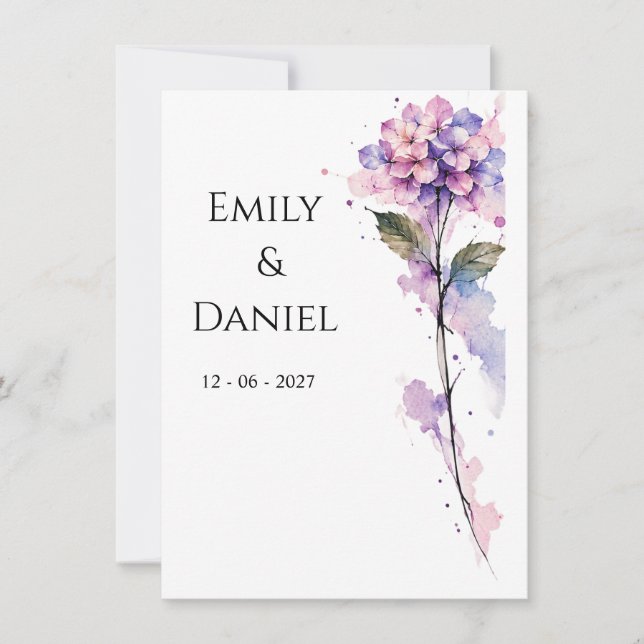 Reserve A Data Personalized Hydrangea Save the Date Card (Frente)