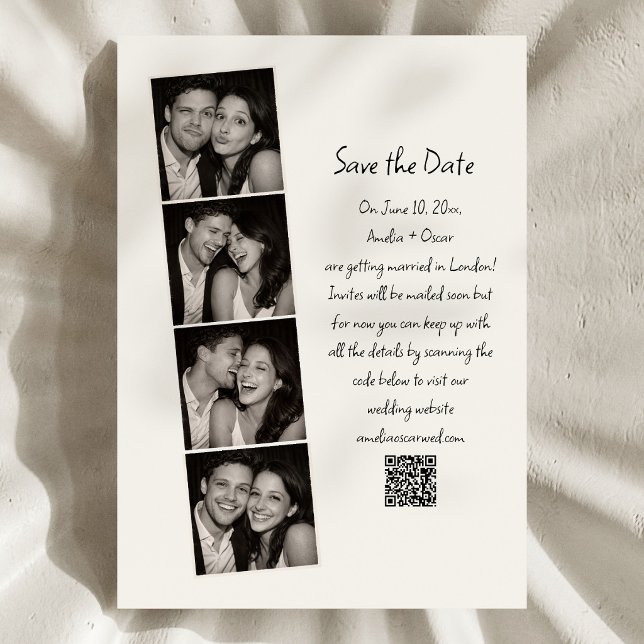Reserve A Data Photo Booth Strip Handwritten Script Wedding Fun  (Criador carregado)
