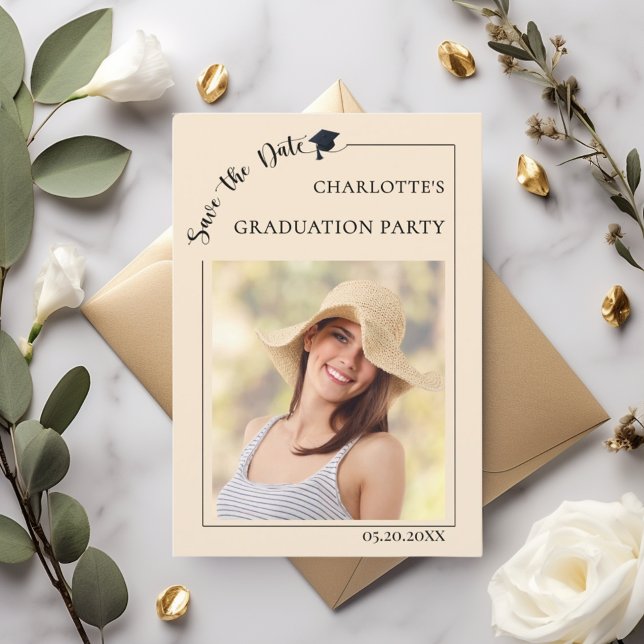 Reserve A Data Photo champagne Graduation party Save the Date (Criador carregado)