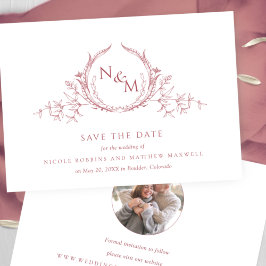 Reserve A Data Photo, Elegant Burgundy Monogram Wedding