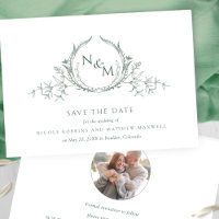 Photo, Elegant Green Monogram Wedding