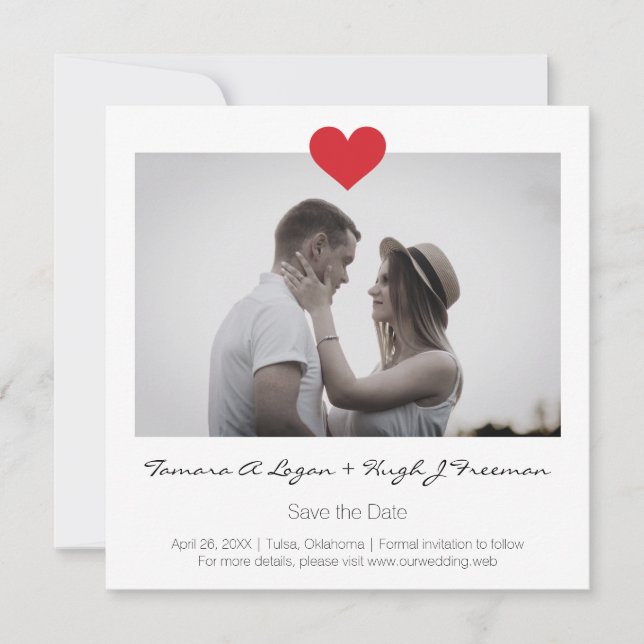 Reserve A Data Photo Instant with Heart Engaged Couple Wedding (Frente)