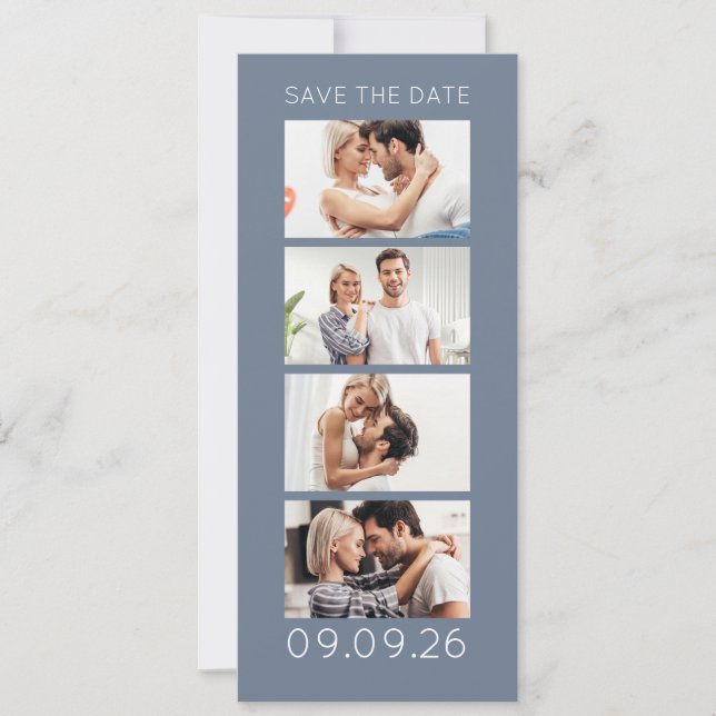 Reserve A Data Photo Strip 4 Pictures QR Photobooth Wedding Blue (Frente)
