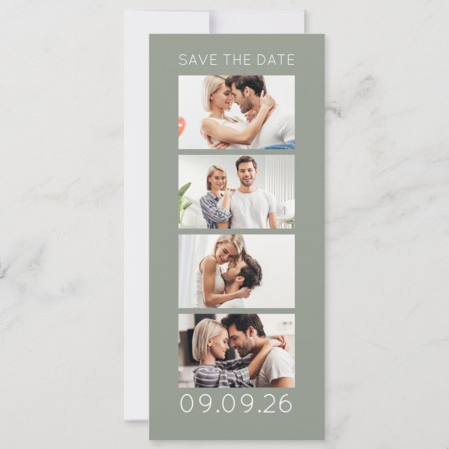 Reserve A Data Photo Strip 4 Pictures QR Photobooth Wedding Sage (Frente)