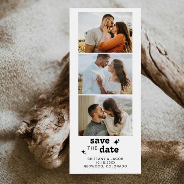 Reserve A Data Photo Strip Bold Retro Wedding (Criador carregado)