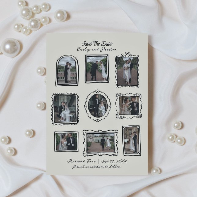 Reserve A Data Picture Frames Hand Drawn Save The Date Card (Criador carregado)