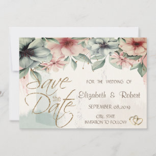 Reserve A Data Pincelada Elegante,Floral Salvar a Data