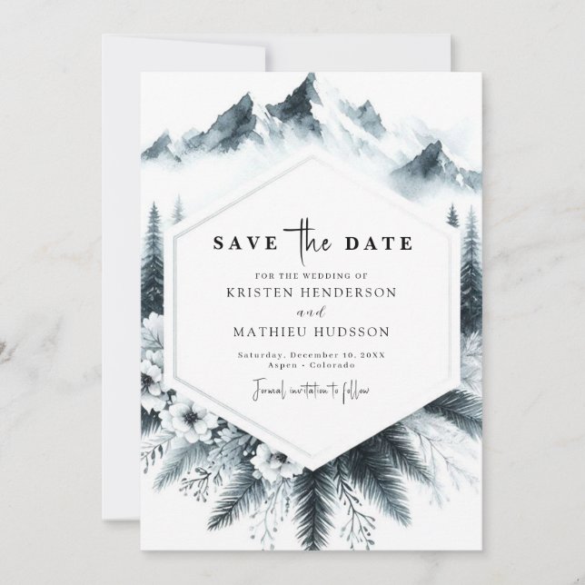 Reserve A Data Pine Editable Mountain Wedding (Frente)