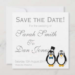Reserve A Data Pinguins Salva a Data Casamento (Personalizável)