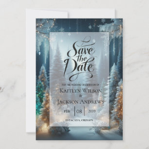 Reserve A Data Pinheiros Geados no Brilho do Inverno Casamento