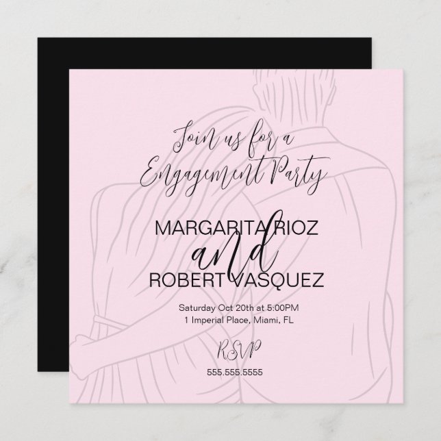Reserve A Data Pink Couple Hugging Script Engagement Party (Frente/Verso)