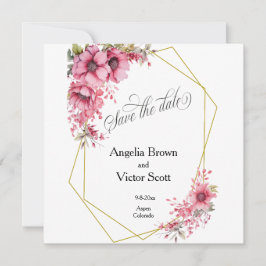 Reserve A Data Pink Floral Save the Date Invitation