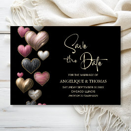 Reserve A Data Pink Hearts Wedding Save the Date