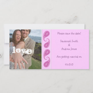 Reserve A Data Pink Paisley roxo Salve a data da sua foto