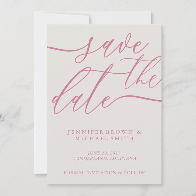 Reserve A Data Pink Pastel Tone Script Photo Calligraphy Wedding (Frente)