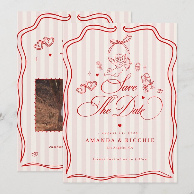 Reserve A Data Pink & Red Vintage Cupido  (Frente/Verso)
