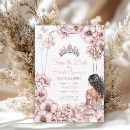 Reserve A Data Pink Silver Tiara Butterfly Quinceañera