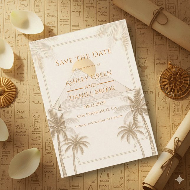 Reserve A Data Pirâmides Retro de Gizé Egito Casamento de Destino (Criador carregado)
