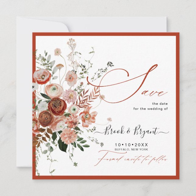 Reserve A Data PixDezines Amor de Outono Salve a Data (Frente)